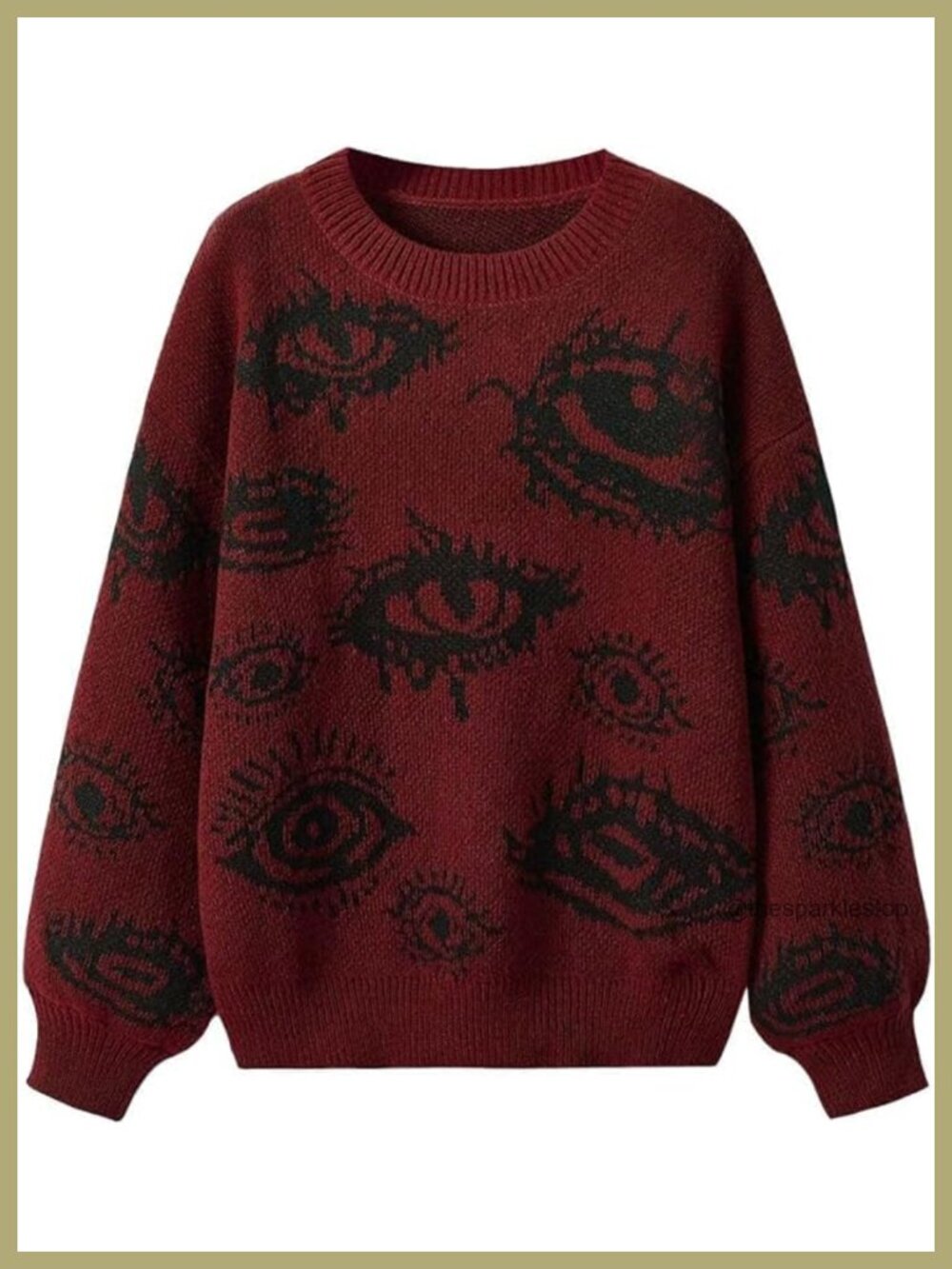 Oversized Crewneck Long Sleeve Sweater Gothic Grunge Pullover